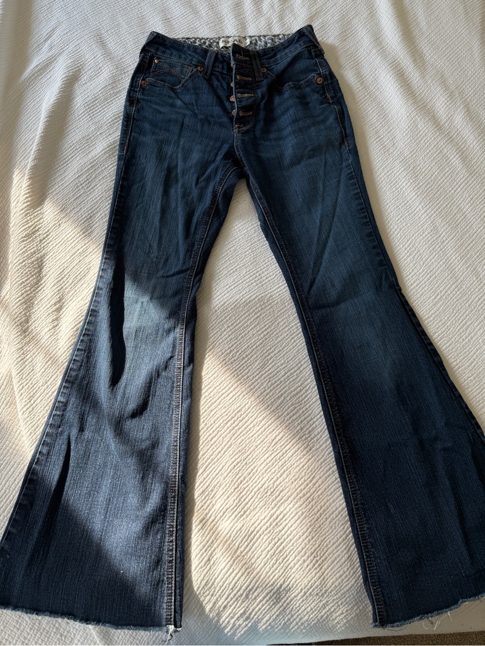 Ariat Dark Blue Button-Fly Flare Jeans